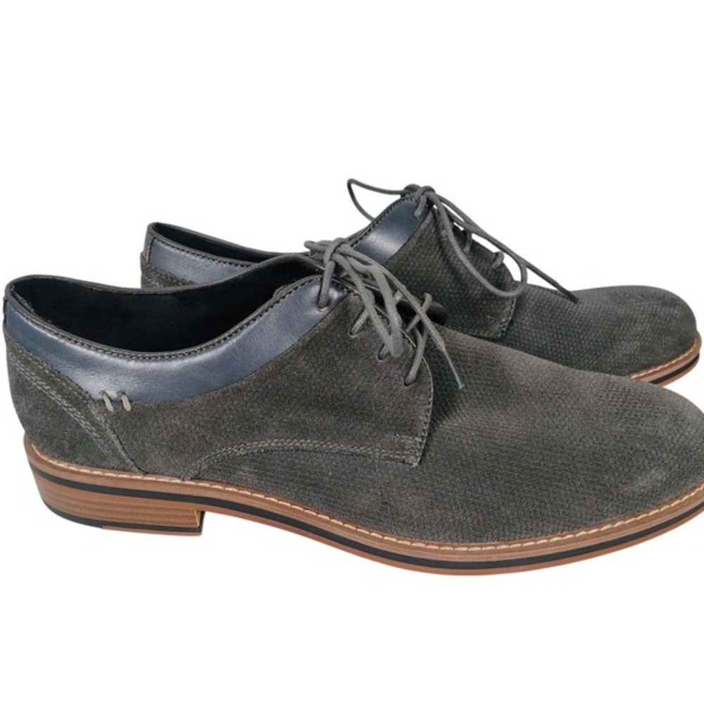 Joseph Abboud Cannon Mens‎ 8.5 Gray Leather Suede Oxford Dress Shoes preppy